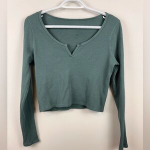 Lululemon waffle knit long sleeve crop top size 6* deep forest green